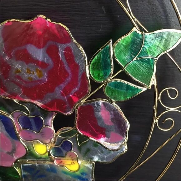 Vintage Capiz Shell Pansies Suncatcher - Picture 3 of 9